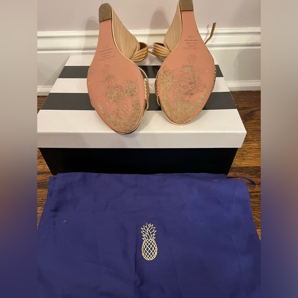 Aquazzura Rose Gold Patent Leather Sundance Wedge Sandals Size 39.5 - Picture 6 of 6